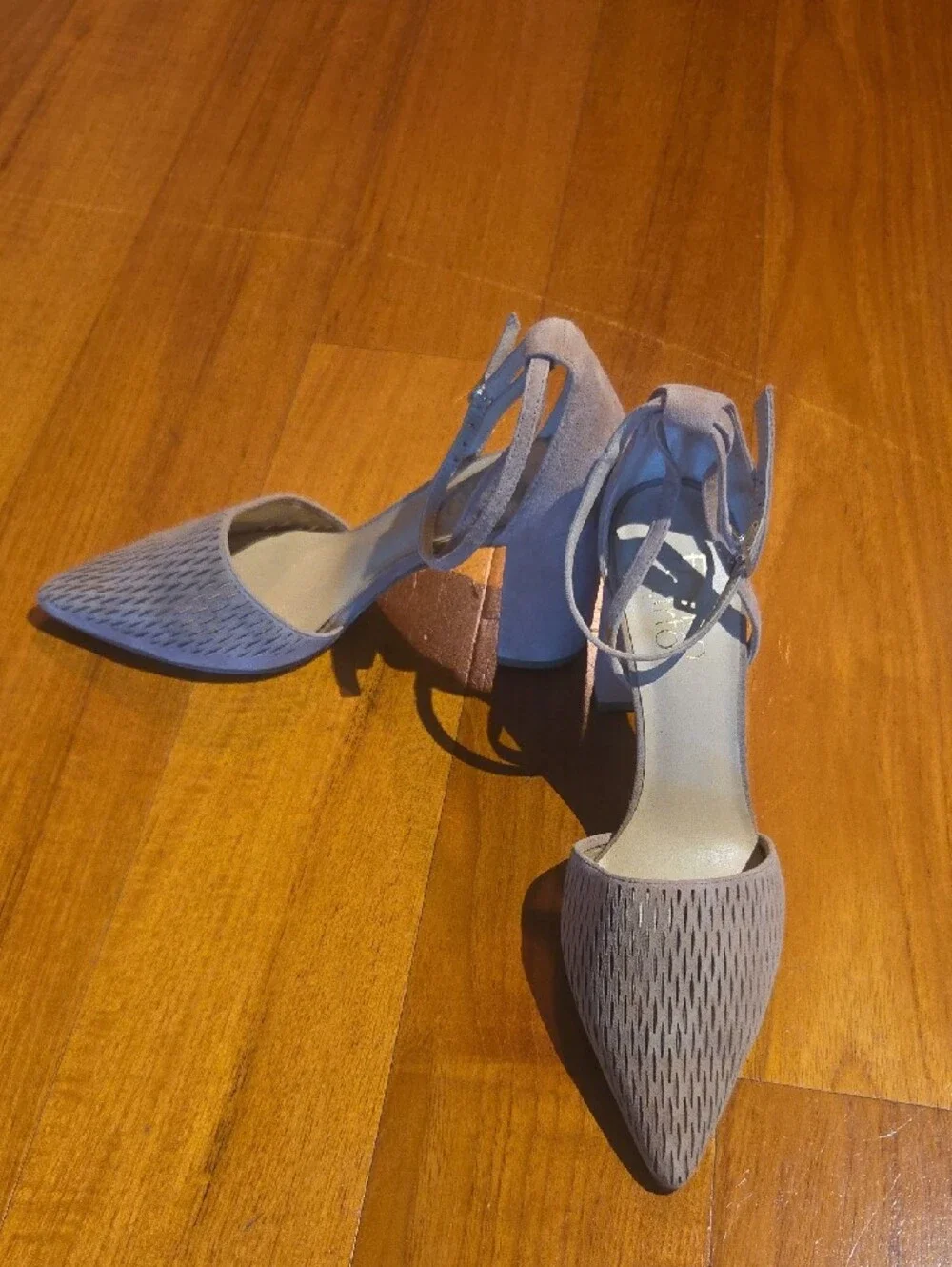 Franco Sarto Pointed Ankle-Tie Pumps in Taupe